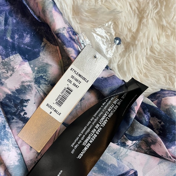 Kay Unger Dress NWT Size 8 Kaylee Floral One Shoulder Ruffle Midi Dress - Picture 13 of 15